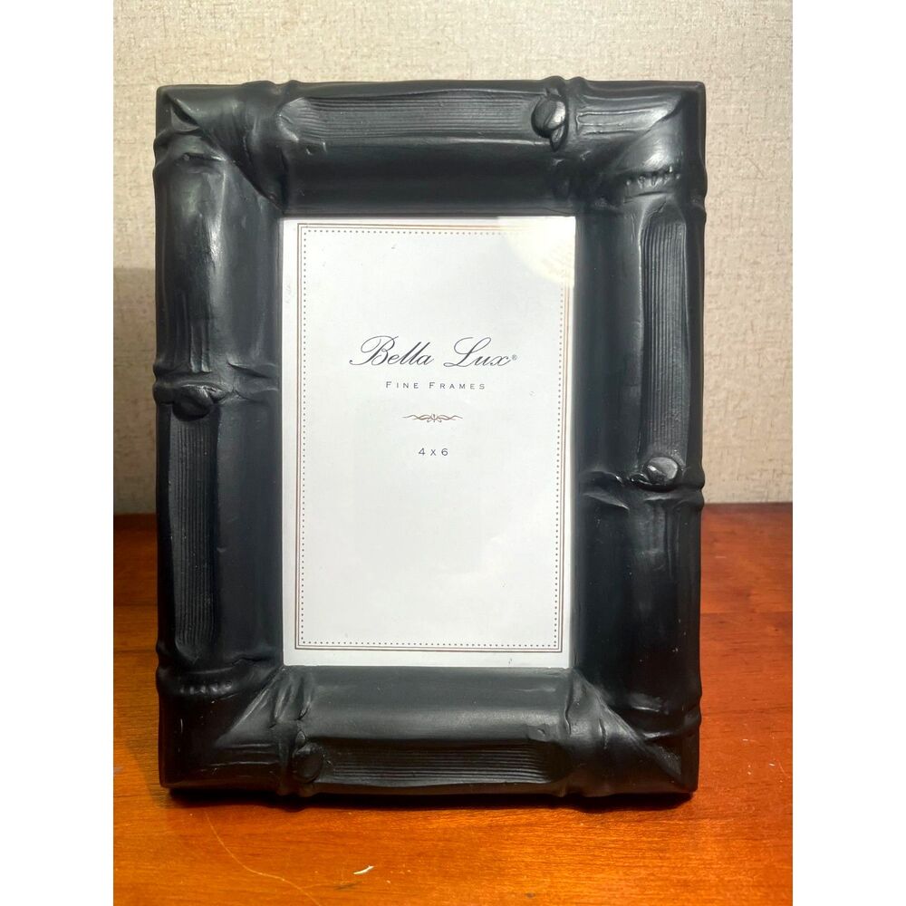 Bella Lux matte black faux-bamboo tabletop picture frame